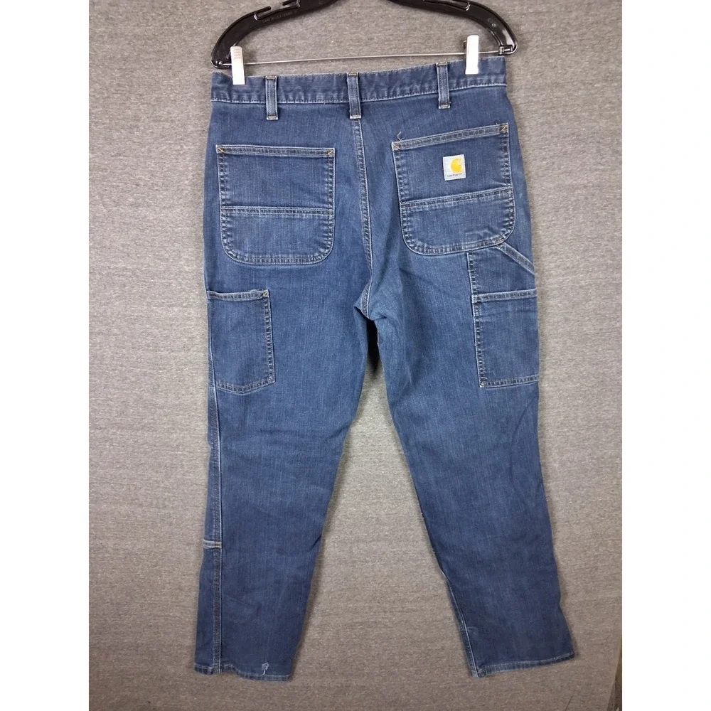 Carhartt Mens Jeans 33x32 Blue Denim‎ Double Front Relaxed Fit Utility Rugged